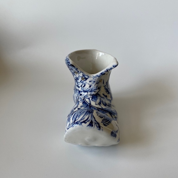 Old Foley James Kent Boot Shoe with Blue Chrysanthemum 1950s Staffordshire Engla - Picture 9 of 10